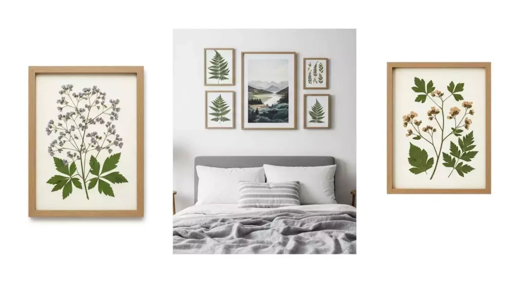 Bedroom with Nature-Inspired Wall Art
