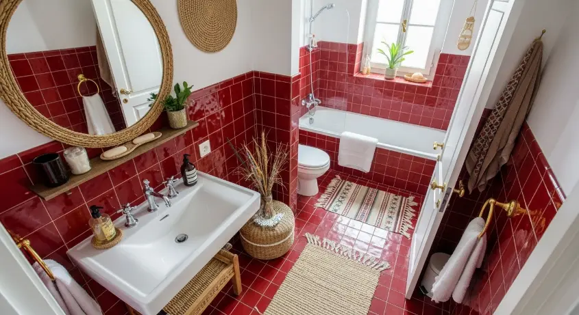 Cherry Red Bathroom 11