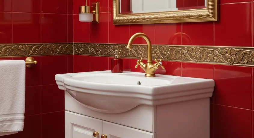 Bathroom with Metallic Accents 
