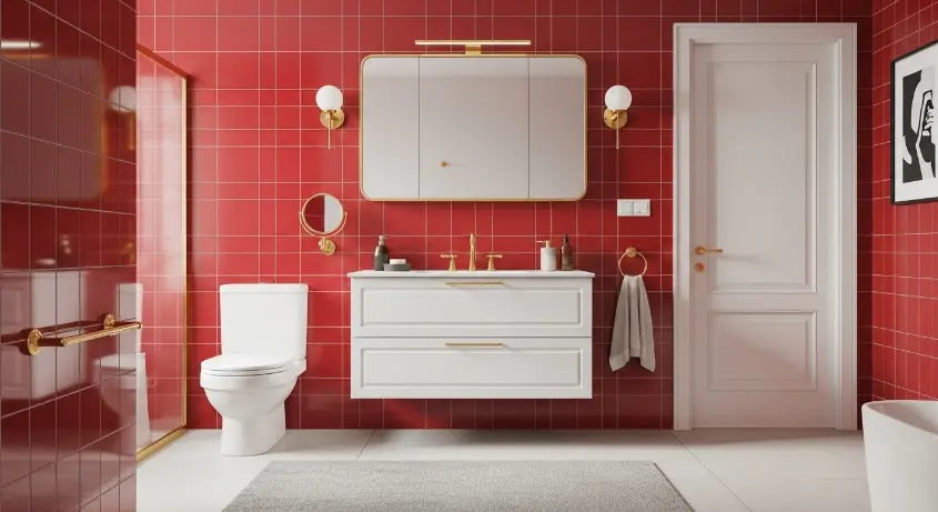 Cherry Red Bathroom 17