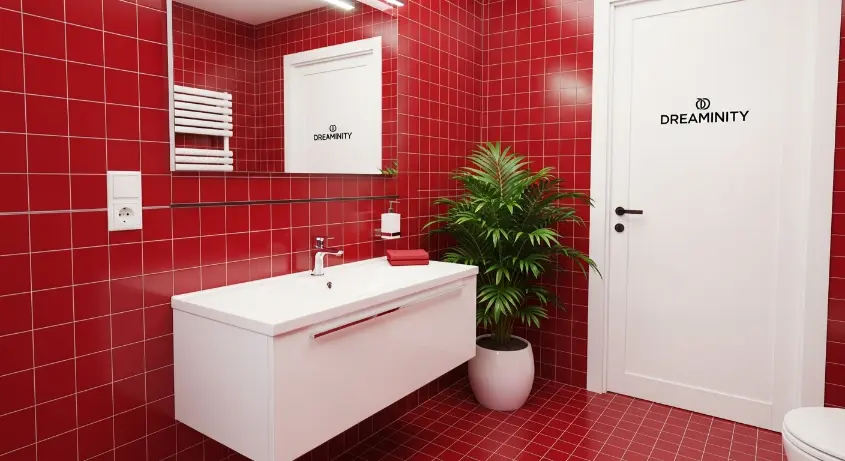Cherry Red Bathroom 18