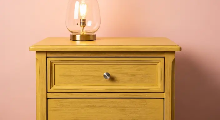 mustard yellow color upcycled furniture