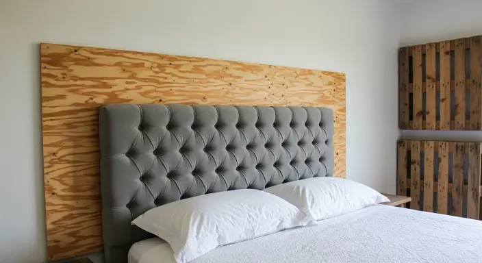 Bedroom with the Use old pallets or scrap wood for a rustic headboard.