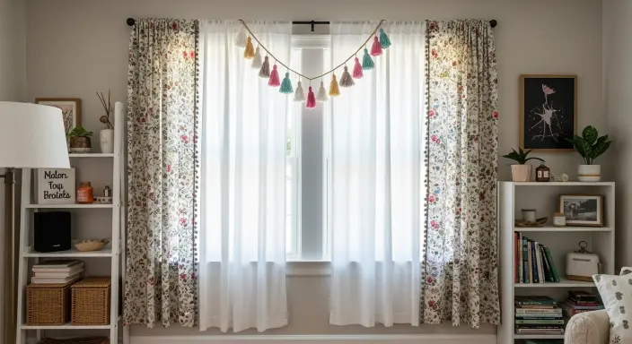Curtains soften the room and frame windows beautifully