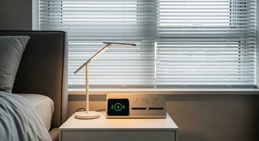 A Modern Bedroon with Wireless Charger
