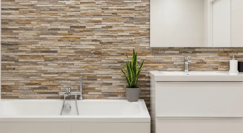 textured stone accent wall
