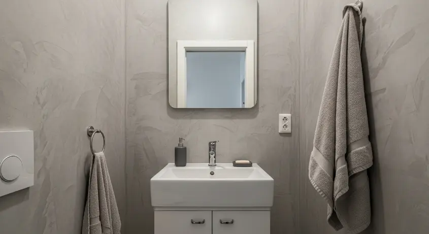 bathroom with a textured plaster